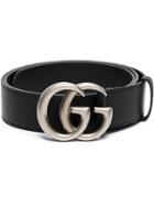 Gucci Gg Logo Leather Belt - Black