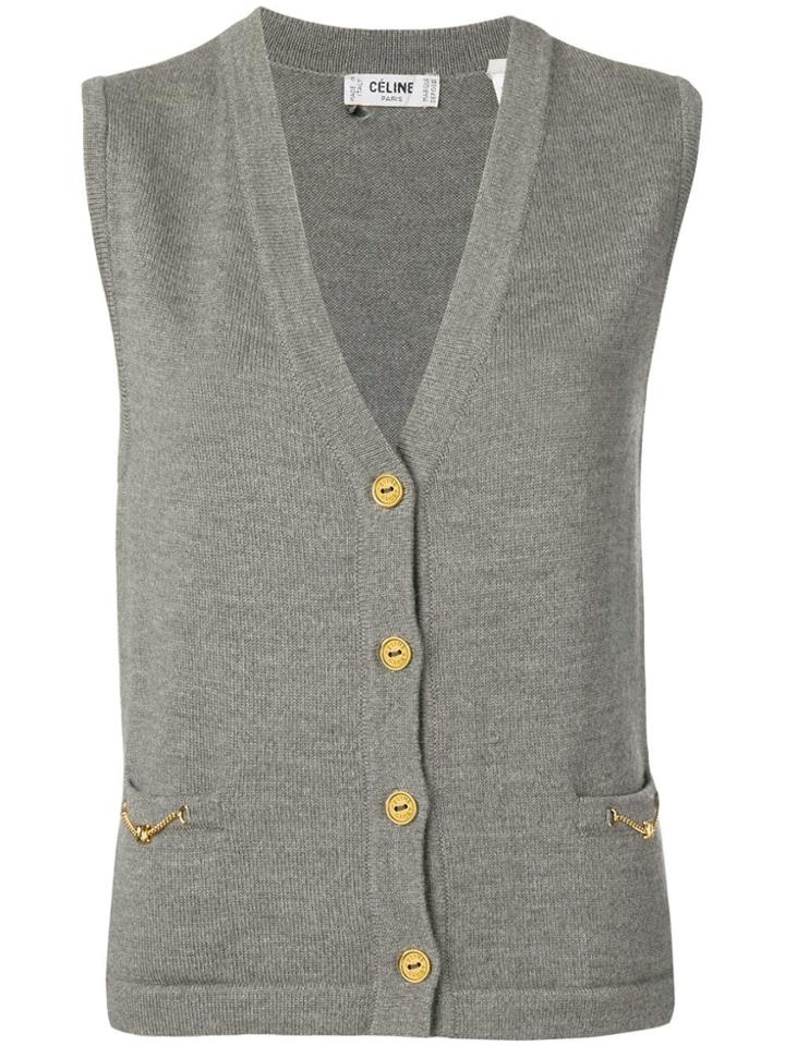 Céline Vintage Knitted Gilet - Grey