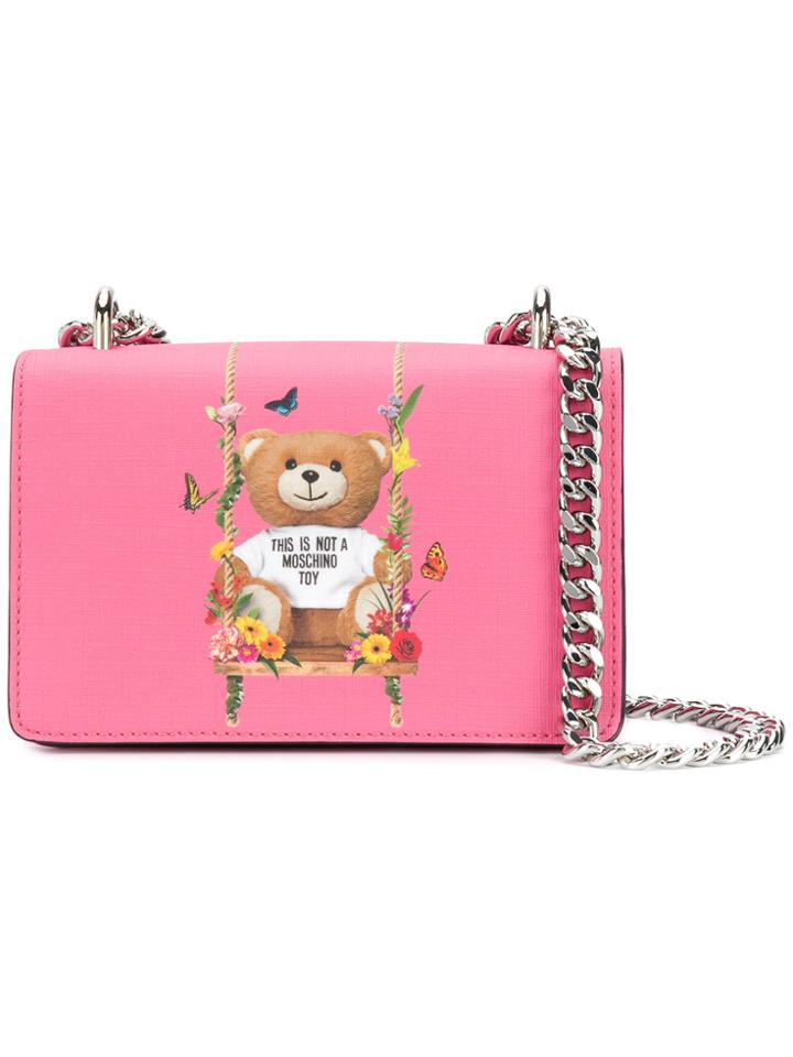 Moschino Botanical Teddy Crossbody Bag - Pink & Purple