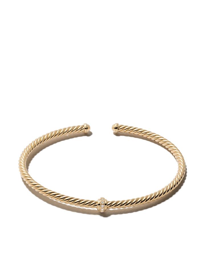 David Yurman 18kt Yellow Gold Renaissance Centre Station Diamond Cuff