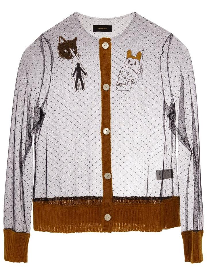 Undercover Round Neck Sheer Cardigan, Women's, Size: 2, Yellow, Polyester/mohair