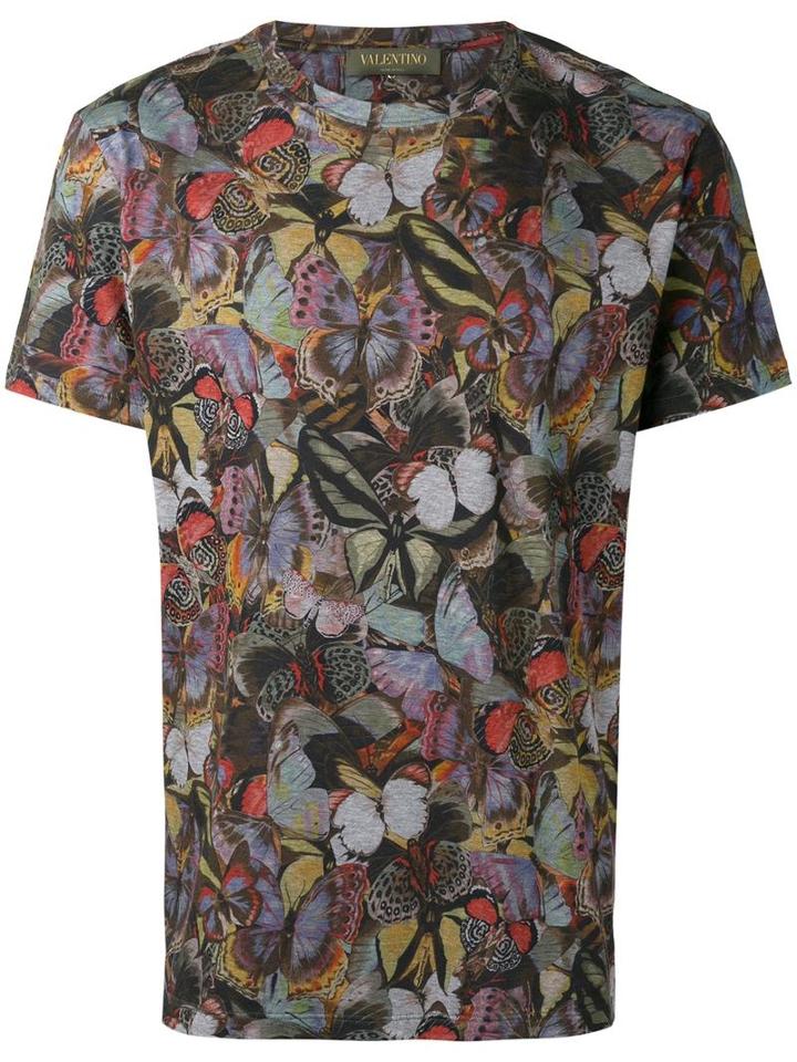 Valentino Rockstud Camubutterfly T-shirt, Men's, Size: Large, Cotton
