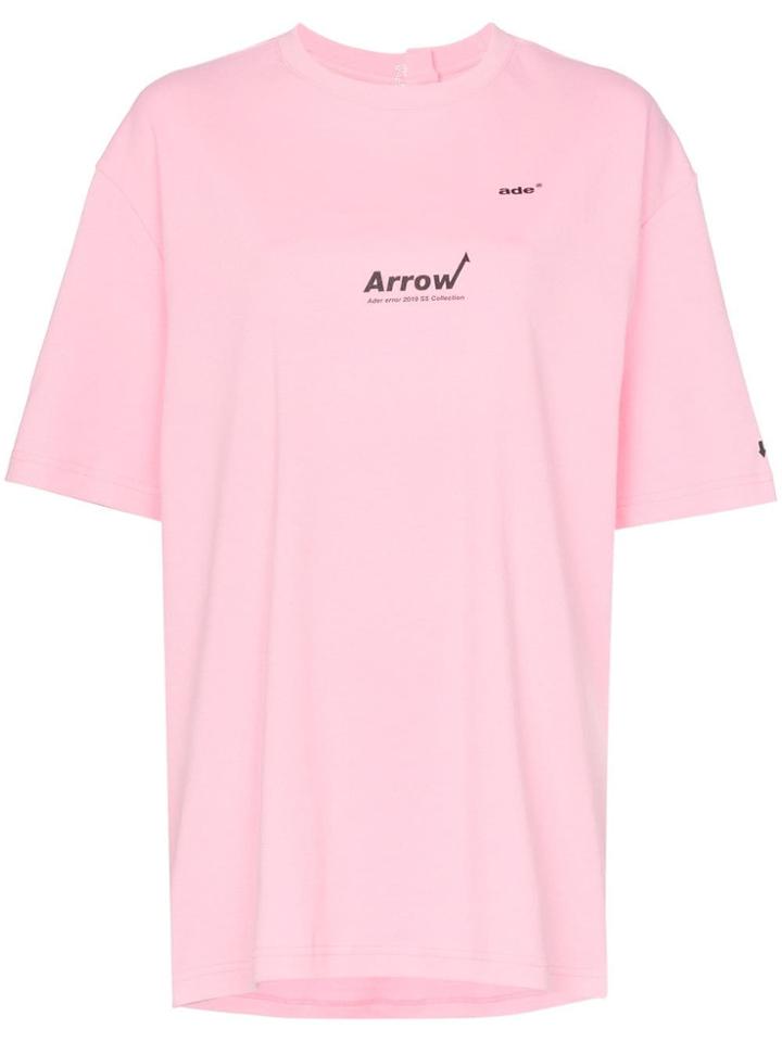 Ader Error Logo-print Oversized Cotton T-shirt - Pink