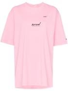 Ader Error Logo-print Oversized Cotton T-shirt - Pink