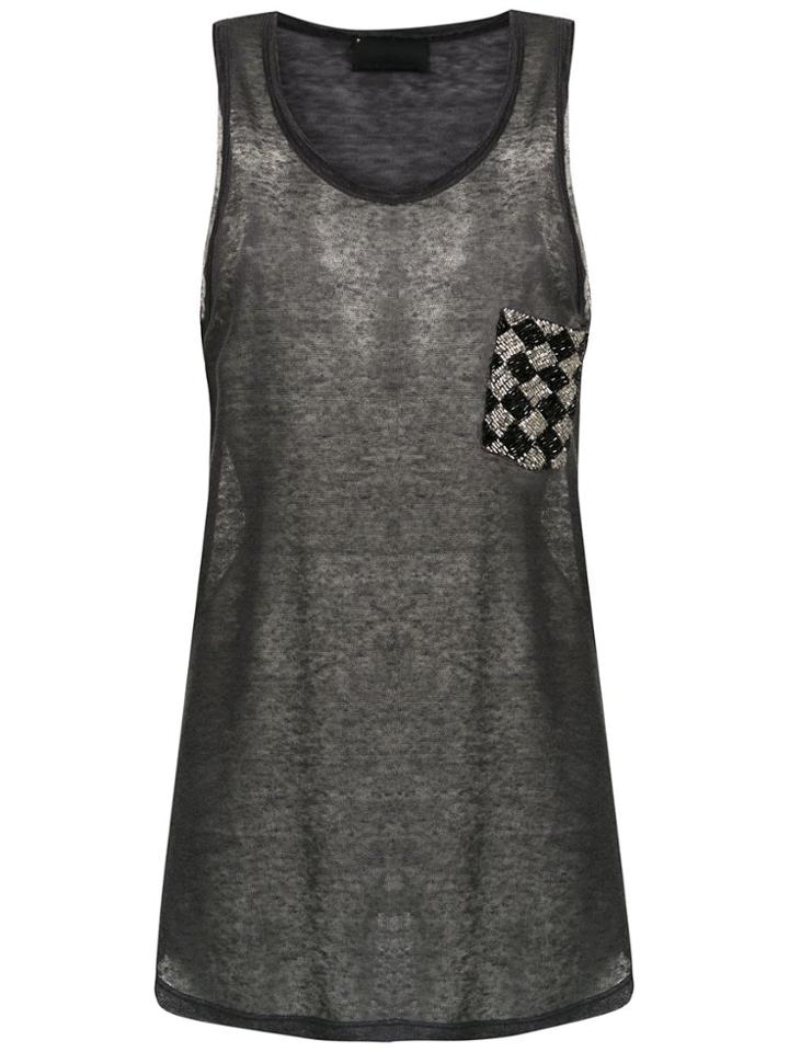 Andrea Bogosian Embroidered Tank - Grey