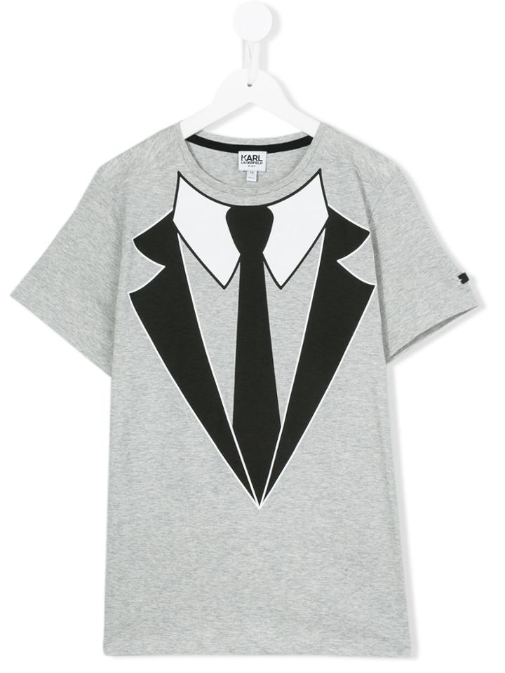 Karl Lagerfeld Kids Teen Tuxedo Print T-shirt - Grey