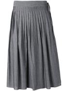 Vince Striped Pleated Skirt - Grey