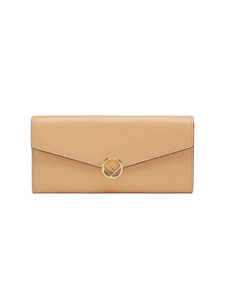 Fendi Pebbled Continental Wallet - Neutrals