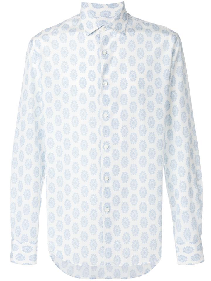 Salvatore Ferragamo Printed Slim Fit Shirt - White