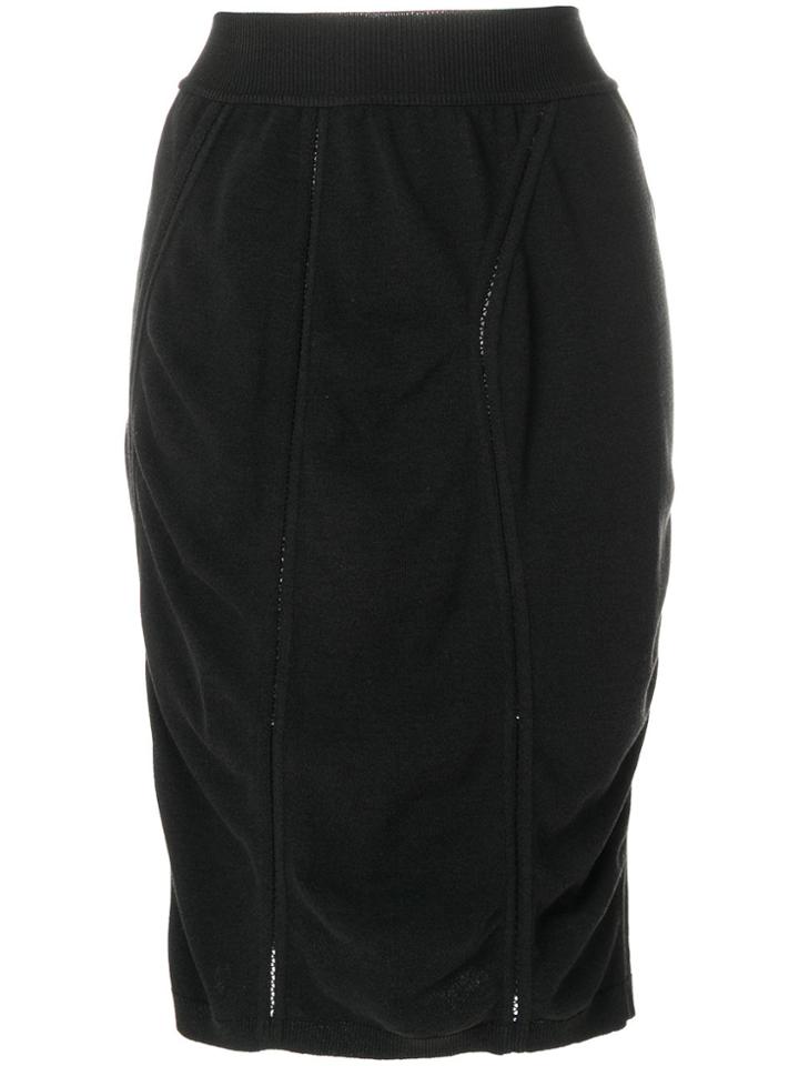 Alaïa Vintage Midi Draped Pencil Skirt - Black