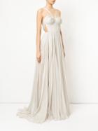 Maria Lucia Hohan Halterneck Pleated Design Gown - White