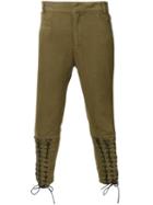 Haider Ackermann Lace-up Biker Trousers, Men's, Size: Xxs, Green, Cotton/linen/flax