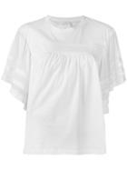Chloé Seersucker Sleeve Blouse, Size: Large, White, Cotton/silk