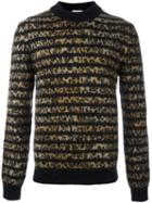 Saint Laurent Contrast Panel Sweater, Men's, Size: Medium, Black, Polyamide/mohair/virgin Wool