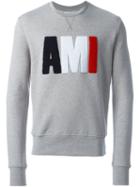 Ami Alexandre Mattiussi Logo Appliqué Sweatshirt, Men's, Size: Xl, Grey, Cotton