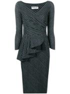 Le Petite Robe Di Chiara Boni Striped Ruffle Front Dress - Black