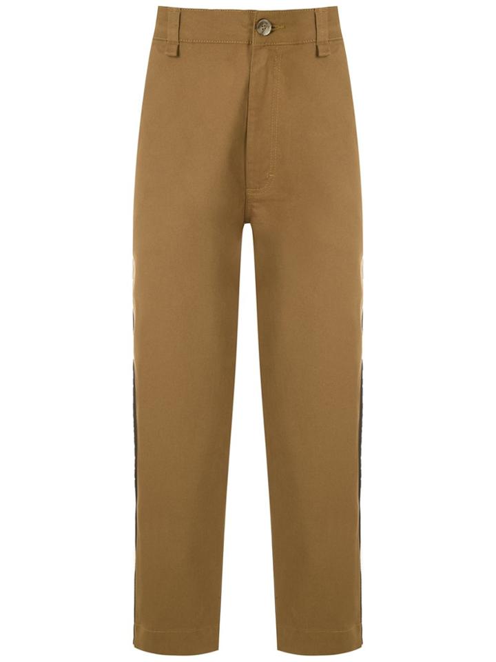 À La Garçonne Side Stripes Chino Trousers - Brown
