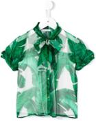 Dolce & Gabbana Kids Banana Leaf Print Chiffon Shirt, Girl's, Size: 8 Yrs, Green