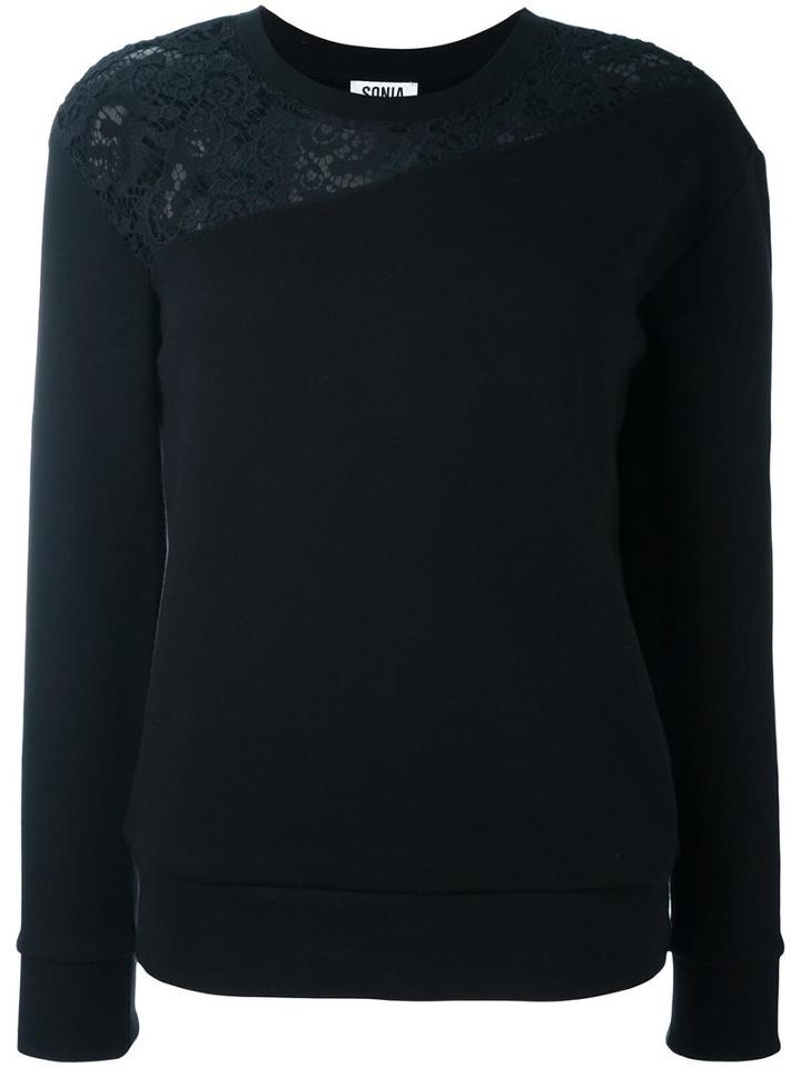 Sonia By Sonia Rykiel Lace Detail Sweatshirt, Women's, Size: Large, Black, Cotton/lyocell