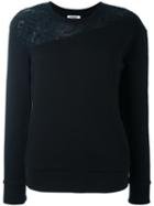 Sonia By Sonia Rykiel Lace Detail Sweatshirt, Women's, Size: Large, Black, Cotton/lyocell