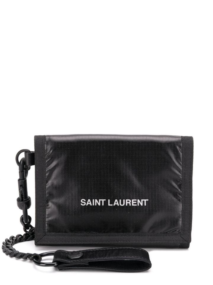 Saint Laurent Printed Logo Chain Wallet - Black