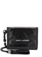 Saint Laurent Printed Logo Chain Wallet - Black