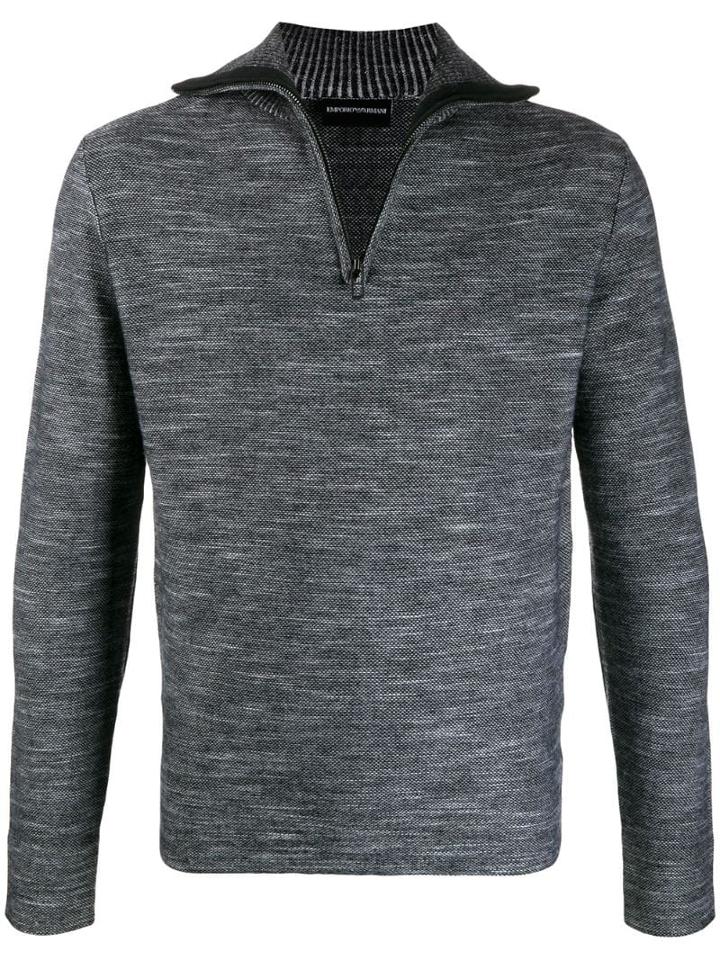 Emporio Armani Zip-up Turtleneck Jumper - Grey