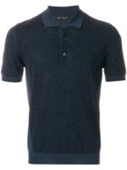 Corneliani Striped Knitted Polo Shirt - Blue