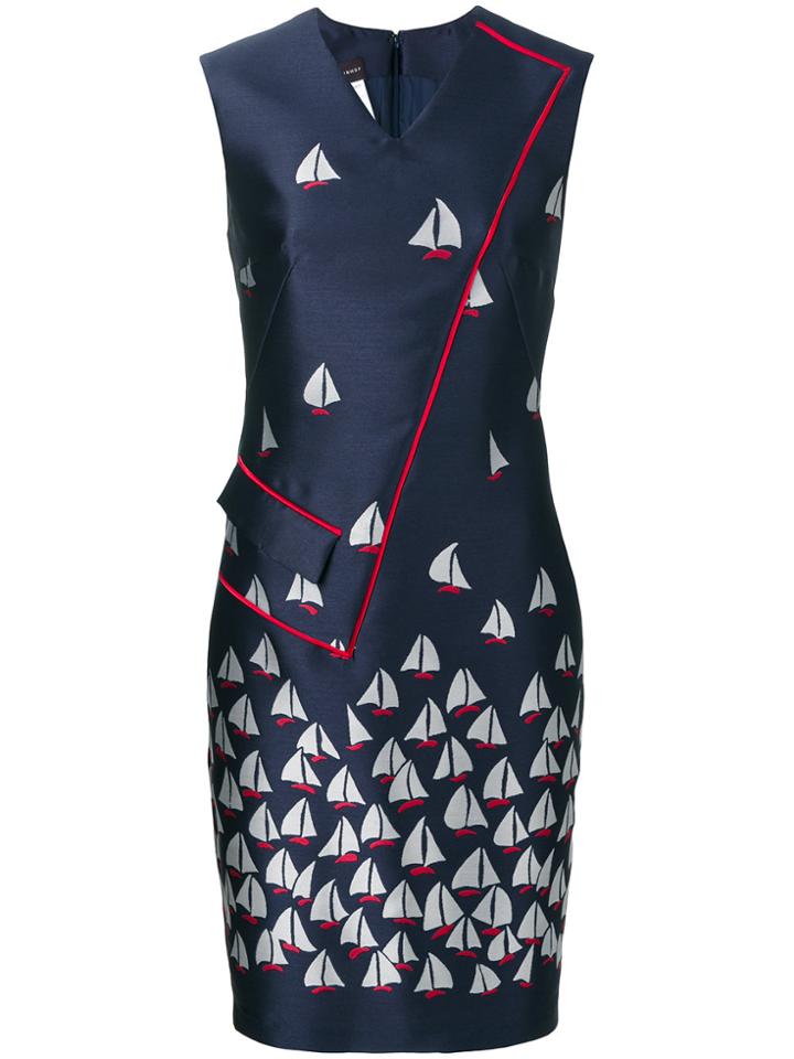 Talbot Runhof Sailboat Jacquard Dress - Blue