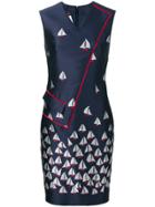 Talbot Runhof Sailboat Jacquard Dress - Blue