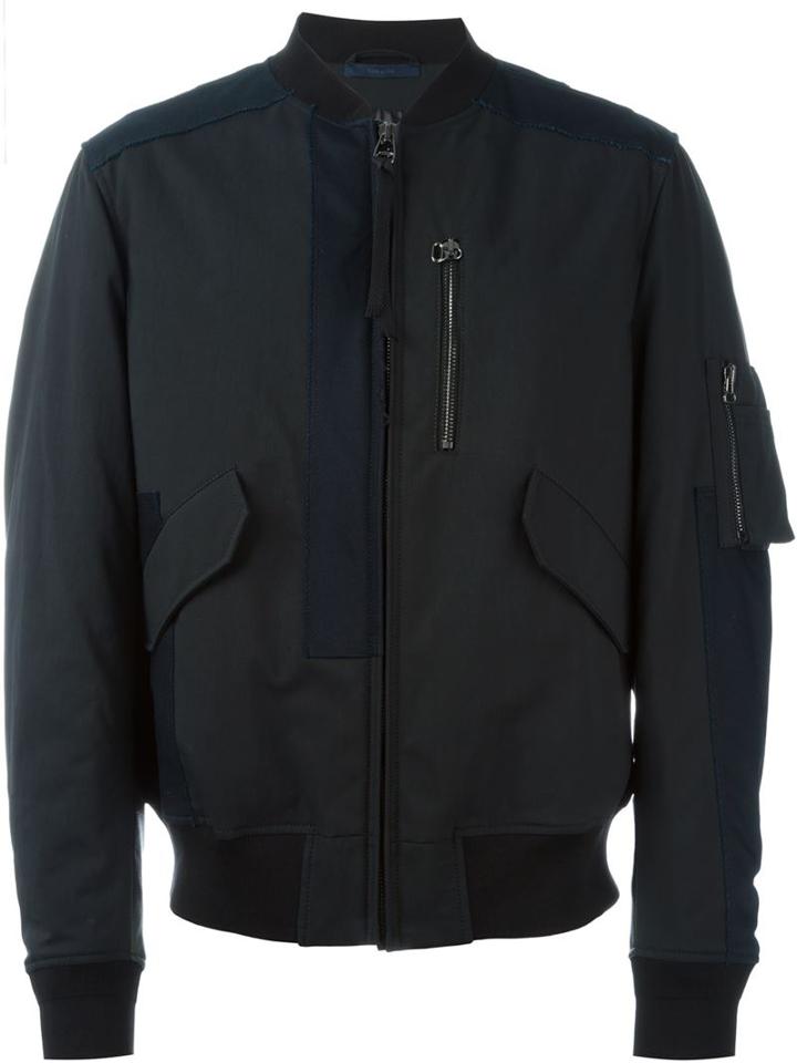 Lanvin Bomber Jacket, Men's, Size: 52, Black, Calf Leather/spandex/elastane/polyamide/viscose