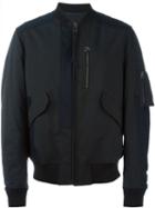 Lanvin Bomber Jacket, Men's, Size: 52, Black, Calf Leather/spandex/elastane/polyamide/viscose