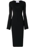 Solace London Ribbed V-neck Knit Dress - Black