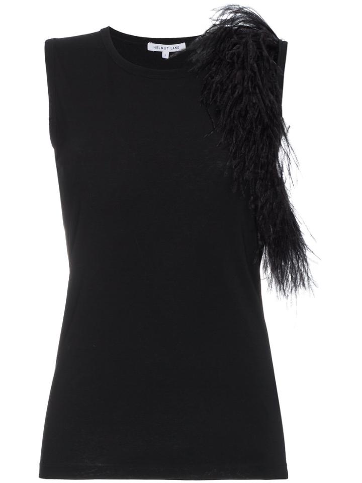 Helmut Lang Feather Trim Tank Top - Black