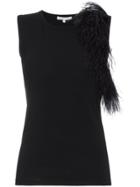 Helmut Lang Feather Trim Tank Top - Black