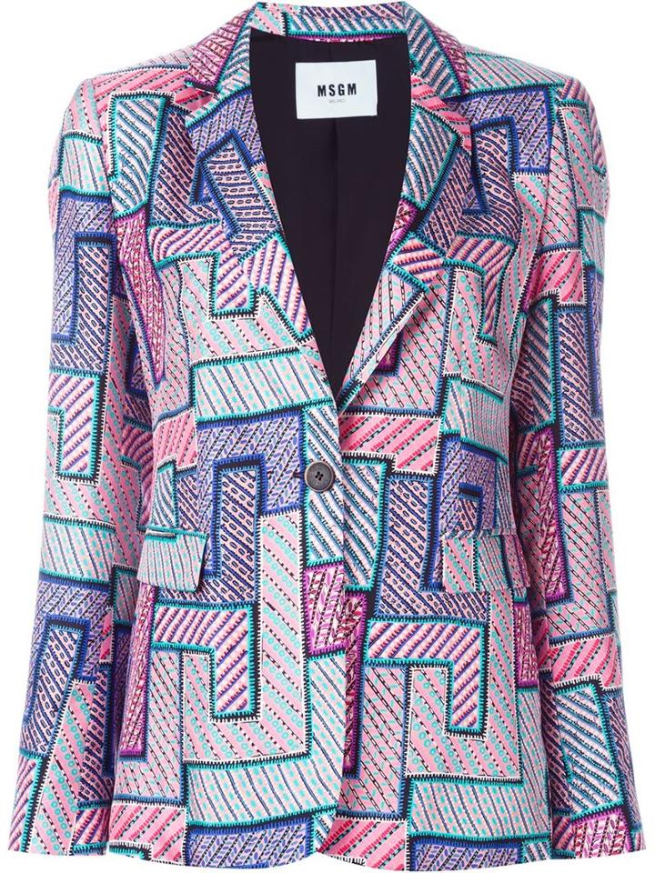Msgm Geometric Print Blazer