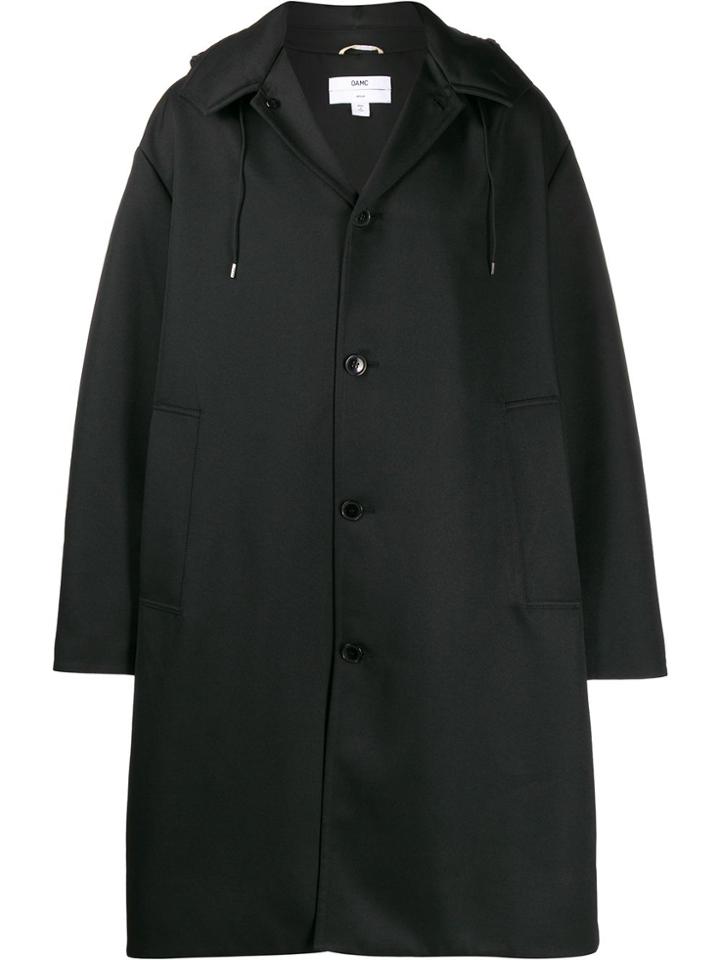 Oamc Hooded Midi Rain Coat - Black