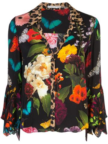 Alice+olivia Randa Trumpet Sleeve Blouse - Black