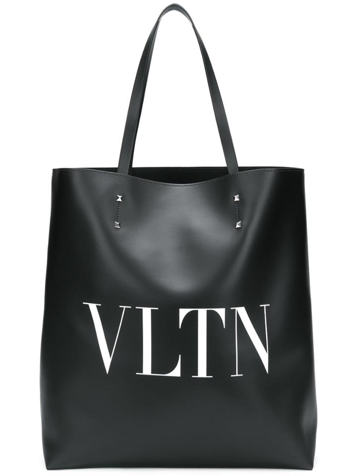 Valentino Valentino Garavani Vltn Calfskin Tote Bag - Black
