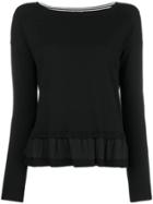 Liu Jo Ruffle Hem Sweater - Black