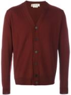 Marni V-neck Cardigan, Men's, Size: 48, Red, Virgin Wool