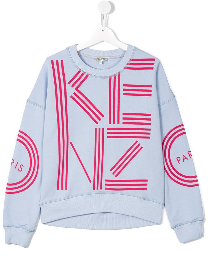 Kenzo Kids Logo Print Sweatshirt, Girl's, Size: 16 Yrs, Blue