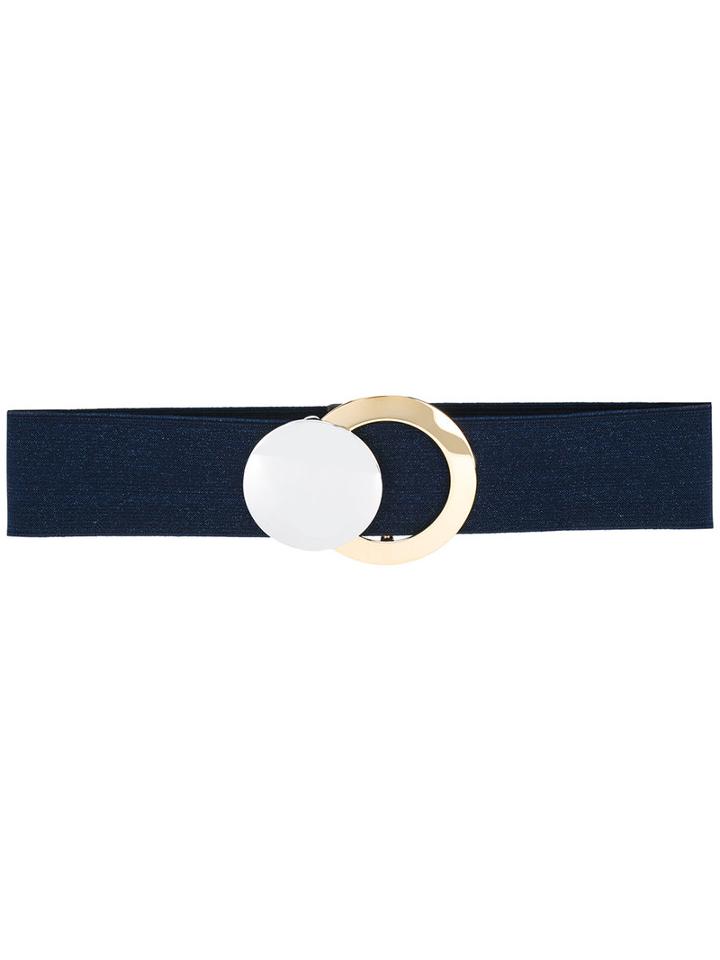 Erika Cavallini Metal Plaque Belt, Women's, Size: Large, Blue, Cotton/spandex/elastane/metal