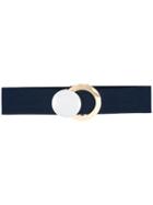 Erika Cavallini Metal Plaque Belt, Women's, Size: Large, Blue, Cotton/spandex/elastane/metal