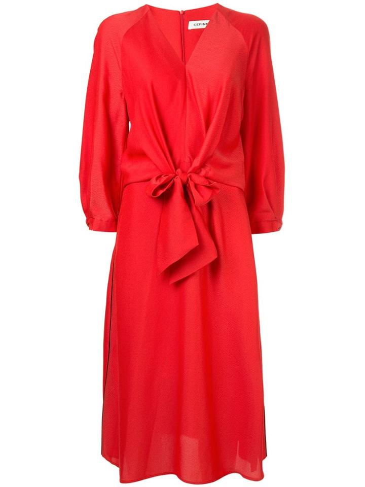 Cefinn Tie Front Midi Dress - Red
