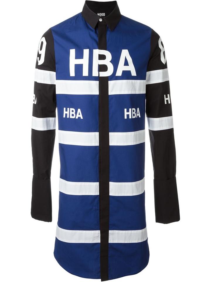 Hood By Air Stripe And Logo Print Oversize Button Down Shirt