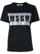 Msgm Logo Print T-shirt, Women's, Size: Xs, Black, Cotton