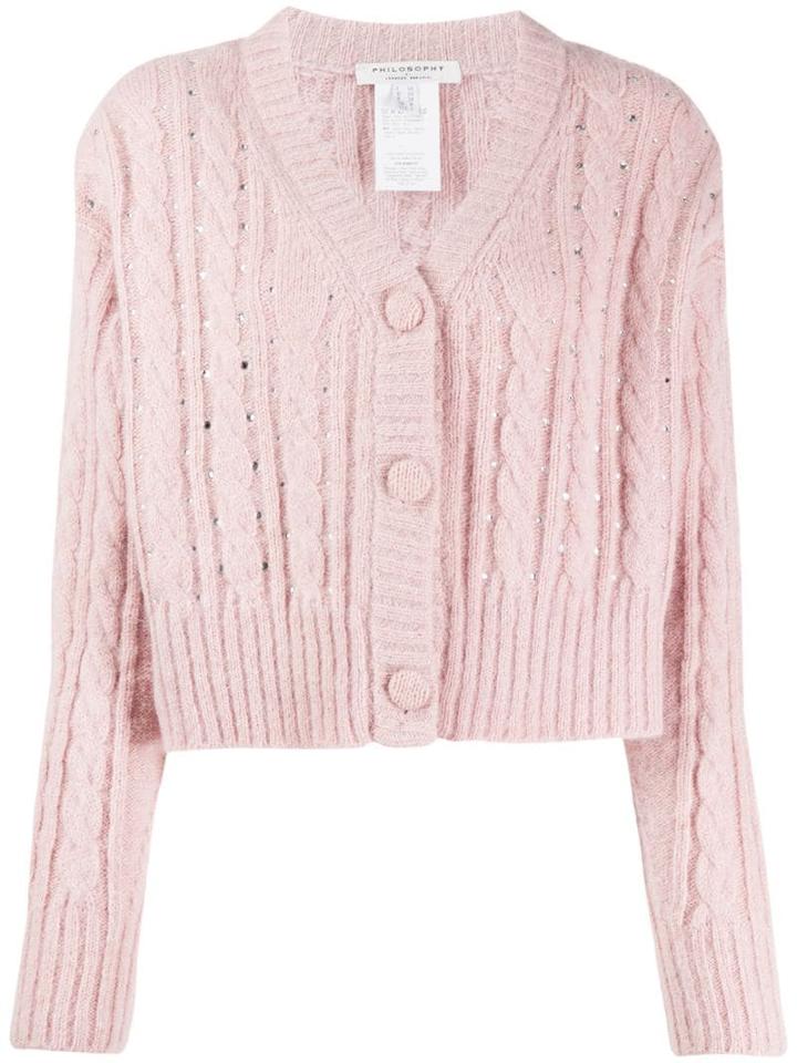 Philosophy Di Lorenzo Serafini Crystal Embellished Cardigan - Pink