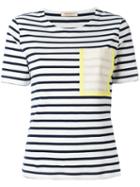 Erika Cavallini Patch-pocket Striped T-shirt, Women's, Size: Small, Blue, Cotton