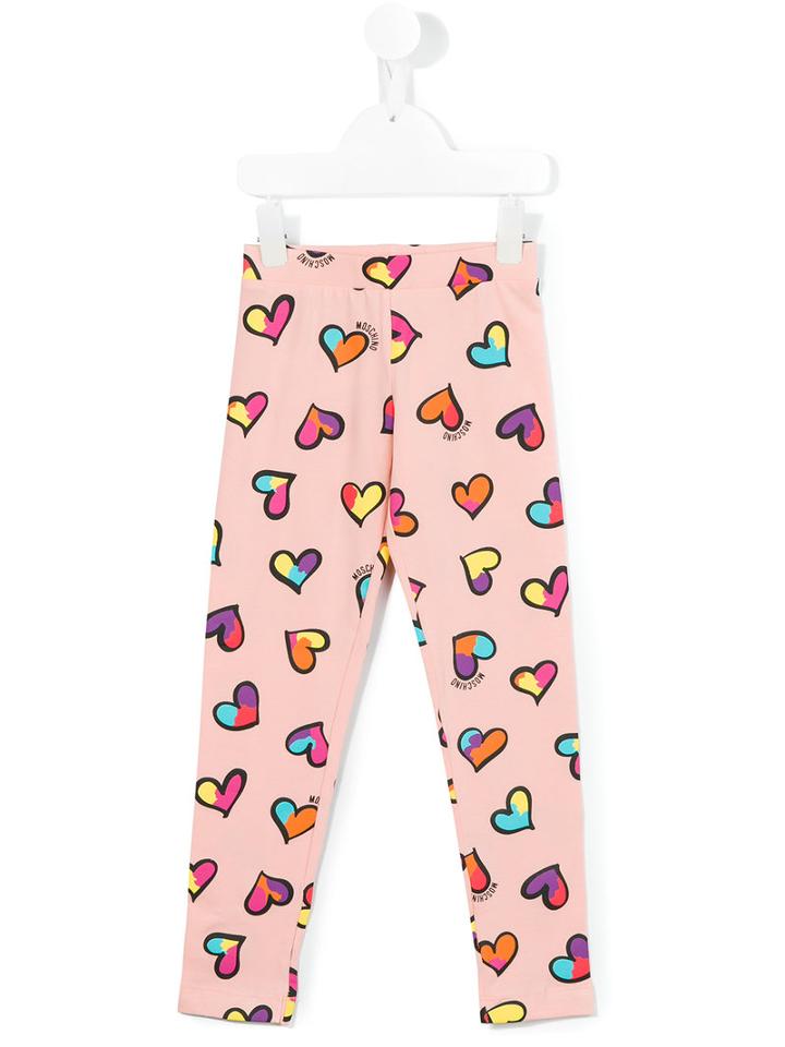 Moschino Kids Heart Print Leggings, Girl's, Size: 10 Yrs, Pink/purple